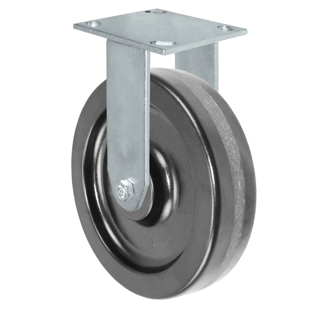 8" x 2" Phenolic Wheel | Rigid Caster | Plate Size: 4-1/2 x 6-1/4" | Capacity: 1,400 lbs CasterHQ