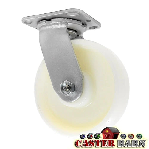 MEDIUM DUTY 8"X 2" WHITE NYLON WHEEL - SWIVEL CASTER 1,100lbs Capacity CasterHQ