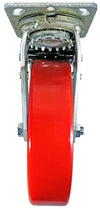 8" x 2" Total Lock Caster with Red Polyurethane on Steel Wheel - 1,250 lbs Capacity CasterHQ