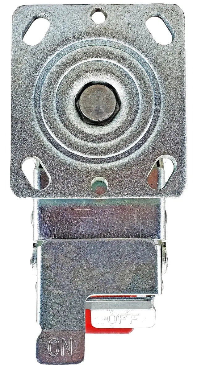 8" x 2" Total Lock Caster with Red Polyurethane on Steel Wheel - 1,250 lbs Capacity -  | CasterHQ