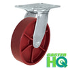 8" x 2" Red Ductile Steel Wheel - Swivel Caster - 1,500 lbs capacity - Plate Size: 4-1/2" x 6-1/4" CasterHQ