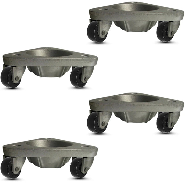 Set of 4 Cast Iron Tri-Wheel Dolly HQ2127 | 1500-lb Capacity Per Set | 2" Hard Rubber Wheels - USA Made CasterHQ
