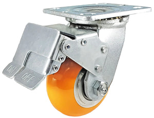 4" x 2" Polyurethane Aluminum Total Lock Caster 4" x 4-1/2" Plate – 1,250 lb