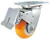 4" x 2" Total Lock Caster with Orange Polyurethane on Aluminum Wheel - 1,250 lbs Capacity CasterHQ