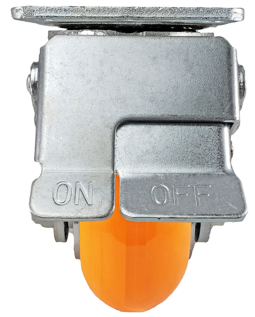 4" x 2" Total Lock Caster Set of 4 with Orange Polyurethane on Aluminum Wheel - 4,000 lbs Capacity Per Set of 4 CasterHQ