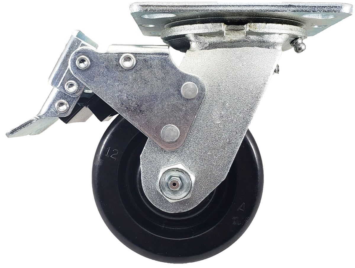 4" x 2" Total Lock Caster Set - 2 Total Locking Swivel & 2 Plain Swivel Casters - Phenolic Wheel - 3,200 lbs Capacity per set of 4 - CasterHQ