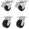 4 Inch x 2 Inch Total Lock Caster Set - 4 Pack | 3200 lbs Capacity | 2 Locking 2 Swivel Phenolic