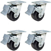 4" x 2" Total Lock Caster Set - 4 Total Locking Swivel Casters - Phenolic Wheel - 3,200 lbs Capacity per set of 4 CasterHQ