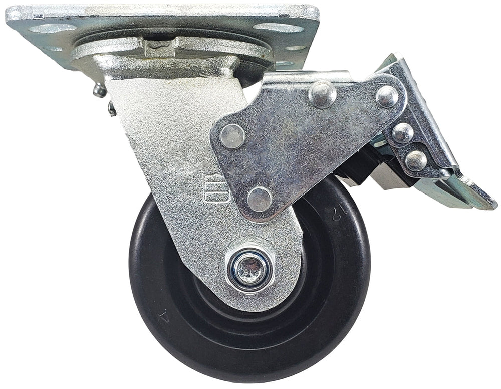 4" x 2" Total Lock Caster with Black Phenolic Wheel - 800 lbs Capacity CasterHQ