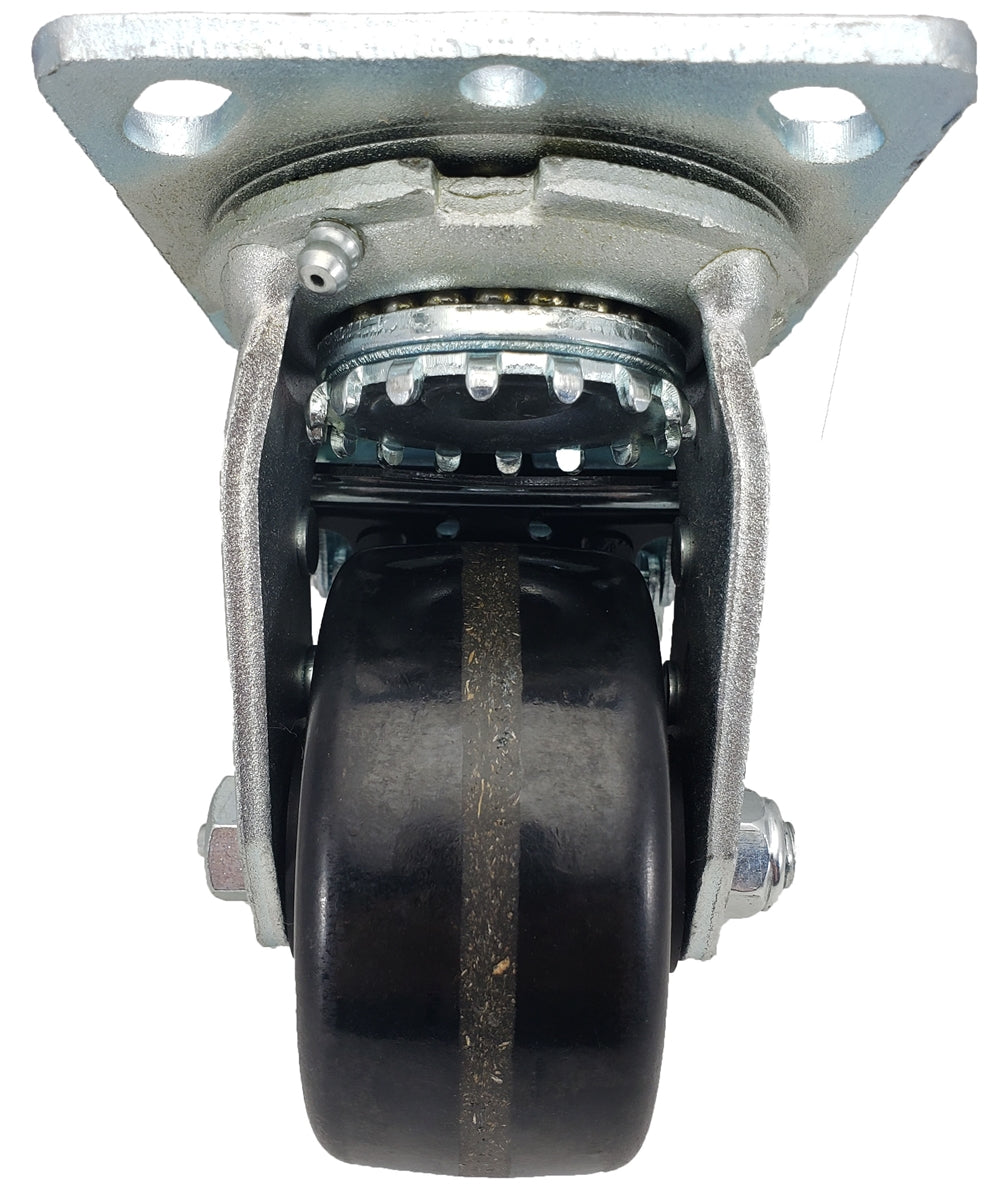 4" x 2" Total Lock Caster with Black Phenolic Wheel - 800 lbs Capacity CasterHQ