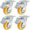 5" x 2" Total Lock Caster Set of 4 with Orange Polyurethane on Aluminum Wheel - 5,000 lbs Capacity Per Set of 4 CasterHQ