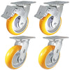 6" x 2" Total Lock Caster Set of 4 | 2 Locking & 2 Swivel with Orange Polyurethane on Aluminum Wheel - 5,000 lbs Capacity Per Set of 4 CasterHQ