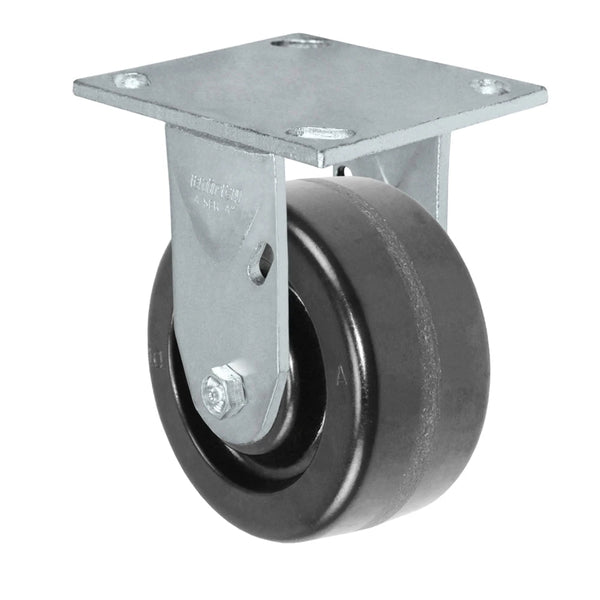 4" x 2" Kingpinless Rigid Plate Caster - Phenolic Wheel - 800 lbs Capacity Per Caster - 4" x 4-1/2" Top Plate CasterHQ