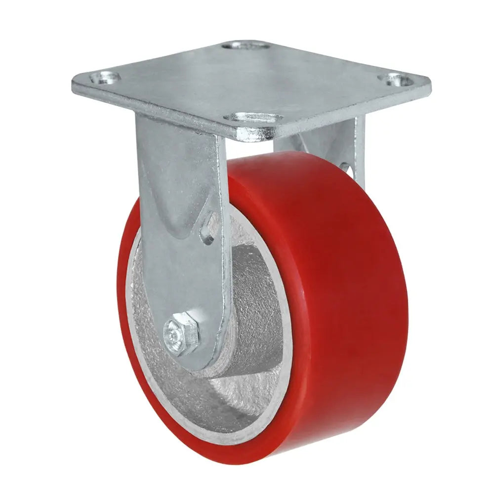 4" x 2" Kingpinless Rigid Plate Caster - Polyurethane on Steel Wheel - 700 lbs Capacity Per Caster - 4" x 4-1/2" Top Plate -  | CasterHQ