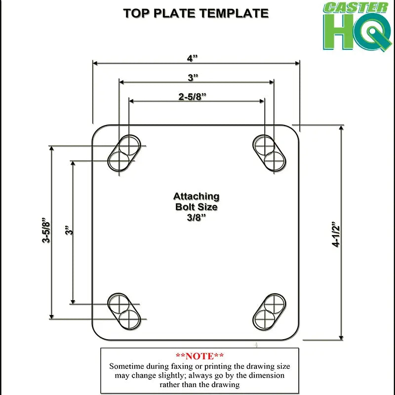 4" x 2" Kingpinless Rigid Plate Caster - Polyurethane on Steel Wheel - 700 lbs Capacity Per Caster - 4" x 4-1/2" Top Plate -  | CasterHQ