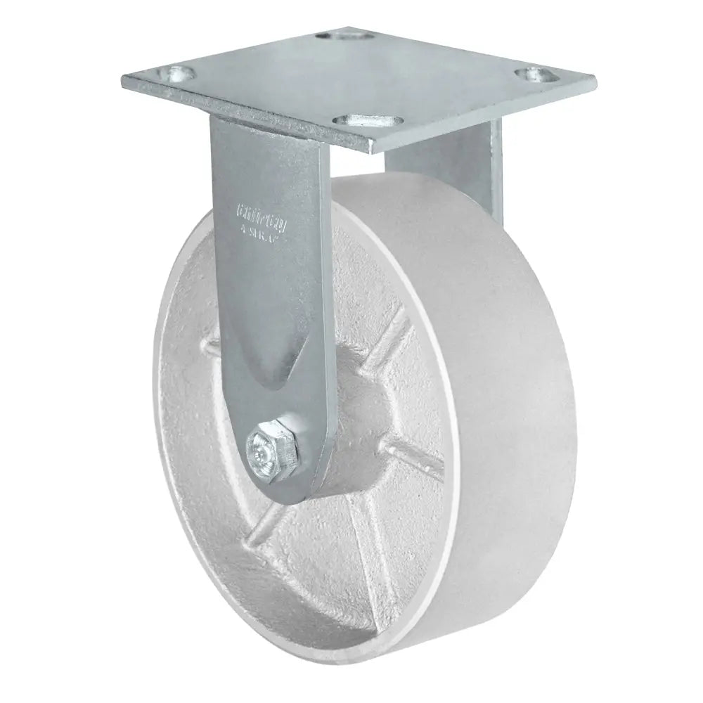 6" x 2" Kingpinless Rigid Caster - Semi Steel Gray Iron Wheel -  1,200 lbs Capacity -  | CasterHQ