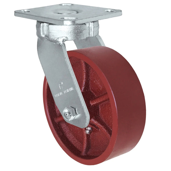 6" x 2" Kingpinless Swivel Caster | Ductile Steel Wheel | 2,000 lbs load capacity CasterHQ