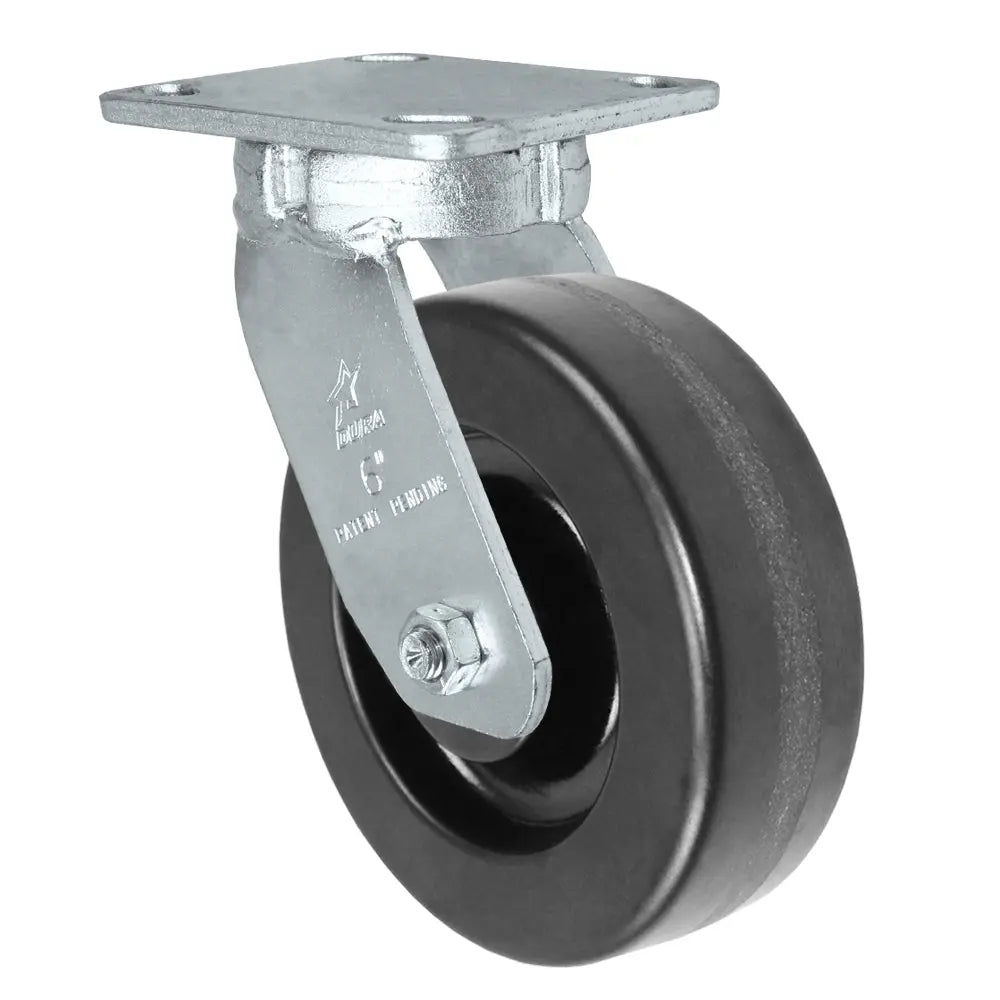 6" x 2" Kingpinless Swivel Plate Caster - Phenolic Wheel - 1,200 lbs Capacity Per Caster - 4" x 4-1/2" Top Plate -  | CasterHQ