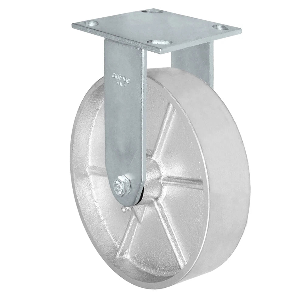 8" x 2" Kingpinless Rigid Caster - Semi Steel Gray Iron Wheel -  1,400 lbs Capacity CasterHQ
