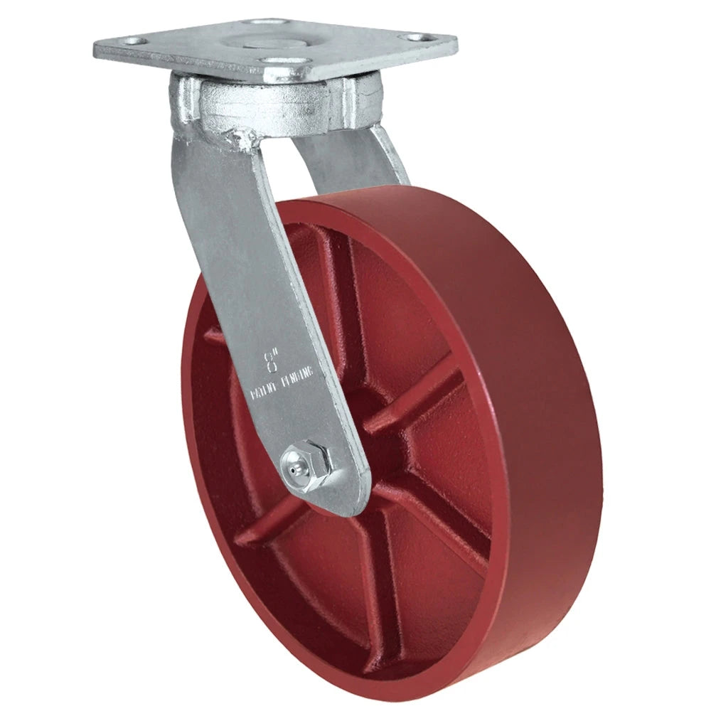8" x 2" Kingpinless Swivel Caster | Ductile Steel Wheel | 2,000 lbs load capacity CasterHQ