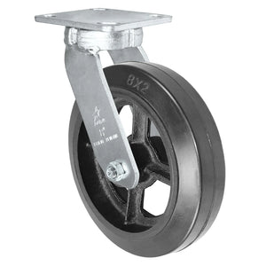 8" x 2" Rubber Steel Swivel Kingpinless Caster – 600 lb