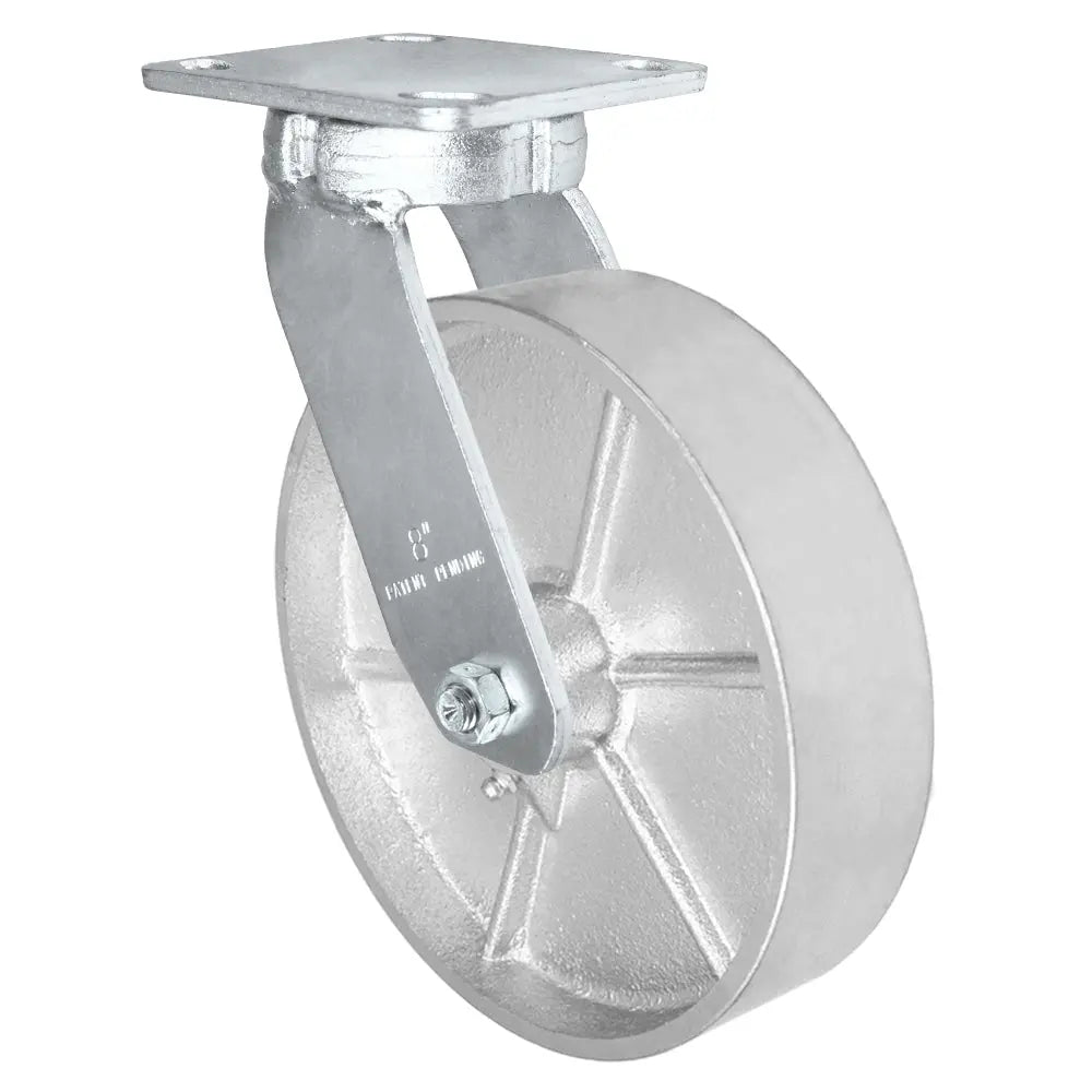 8" x 2" Kingpinless Swivel Caster - Semi Steel Gray Iron Wheel -  1,400 lbs Capacity -  | CasterHQ
