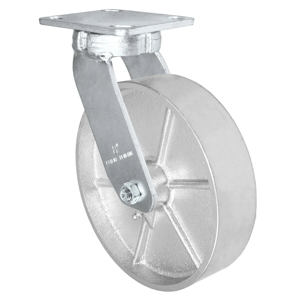 8" x 2" Kingpinless Swivel Caster - Semi Steel Gray Iron Wheel -  1,400 lbs Capacity CasterHQ