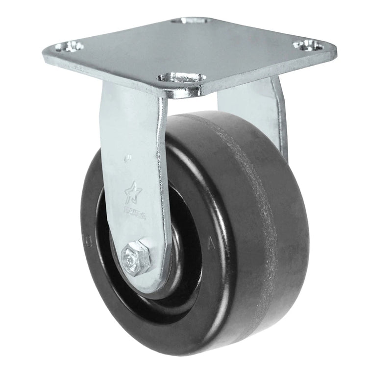 4" x 2" Stainless Steel Rigid Caster with Phenolic Wheel | 800 lbs Capacity | 4" x 4-1/2" Plate Size CasterHQ