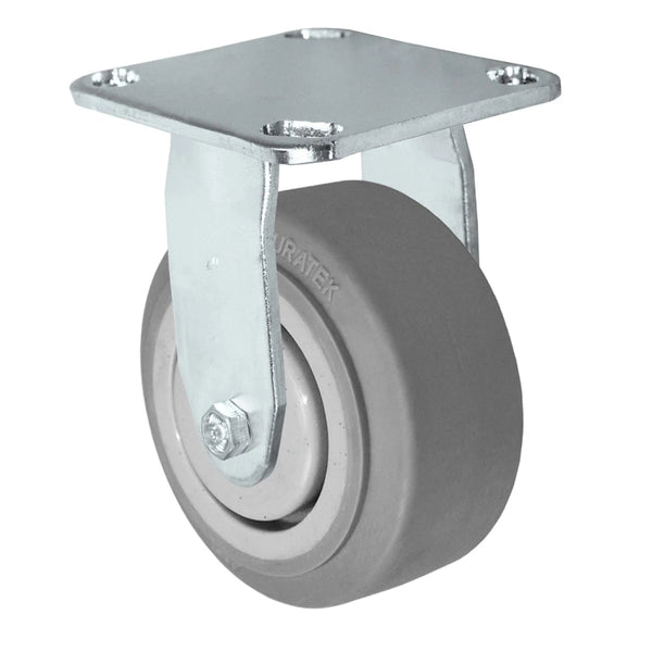 4" x 2" Stainless Rigid Caster - Thermo Plastic Rubber Wheel - 300 lbs Cap CasterHQ