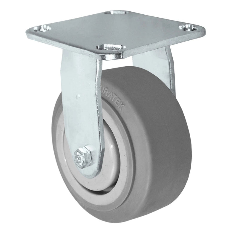 4" x 2" Stainless Rigid Caster - Thermo Plastic Rubber Wheel - 300 lbs Cap CasterHQ