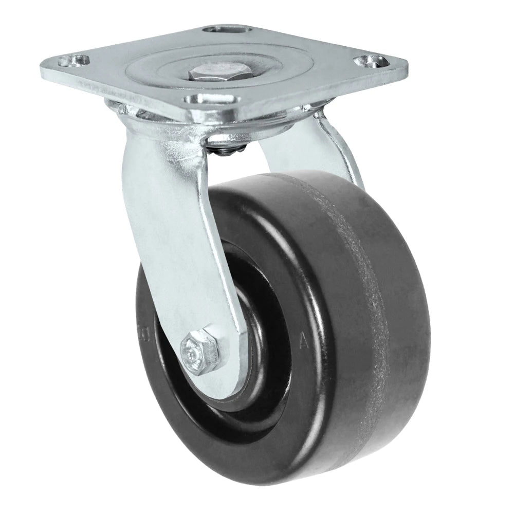 4" x 2" Stainless Steel Caster with Phenolic Wheel | 800 lbs Capacity | 4" x 4-1/2" Plate Size CasterHQ