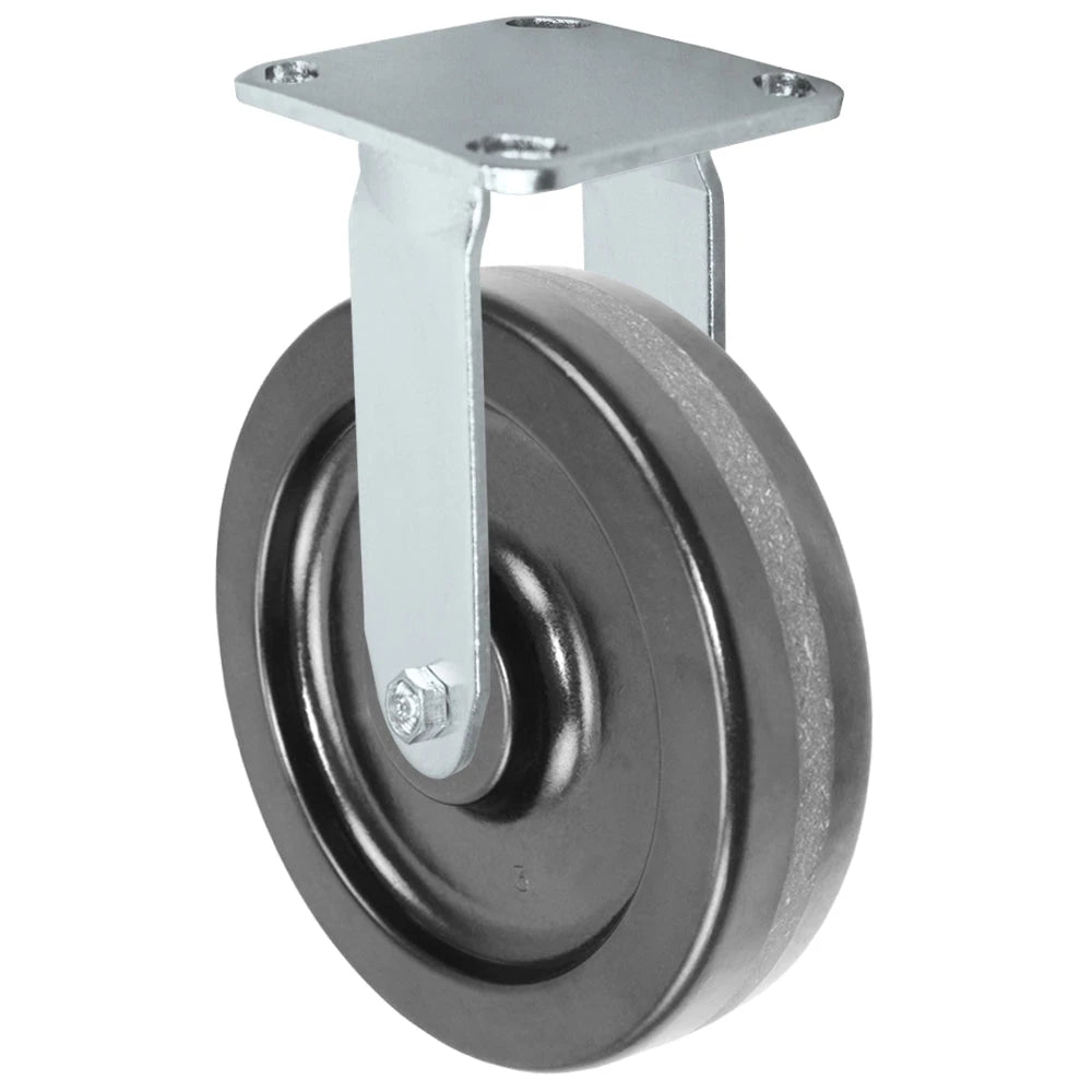 8" x 2" Stainless Steel Rigid Caster with Phenolic Wheel | 1,250 lbs Capacity | 4" x 4-1/2" Plate Size CasterHQ