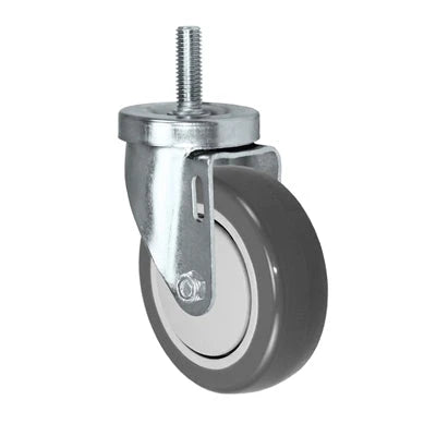 3" Threaded Stem Caster - Swivel Caster with Gray Polyurethane on Polyolefin Core Wheel - 300 lbs Per Caster - 1/2" x 1-1/2" Long Threaded Stem Caster CasterHQ