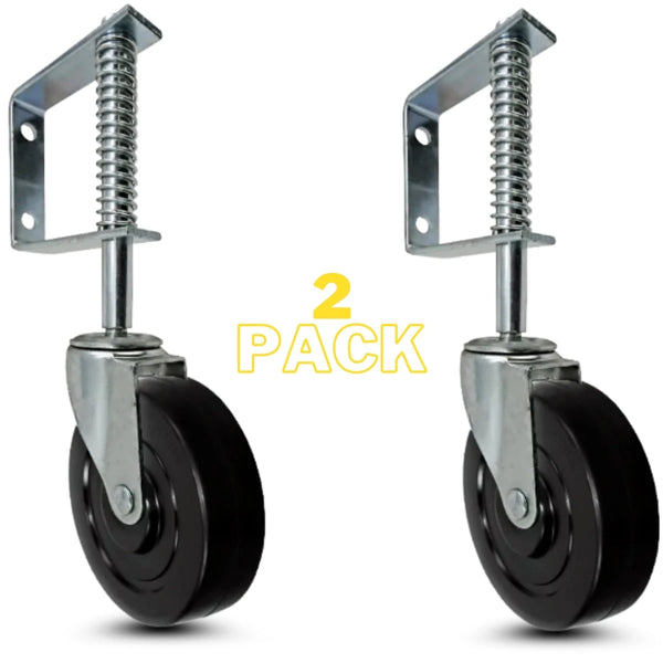 3 in.  Spring Loaded Gate Casters | Hard Rubber Wheels |110 lb Capacity (2-Pack) CasterHQ