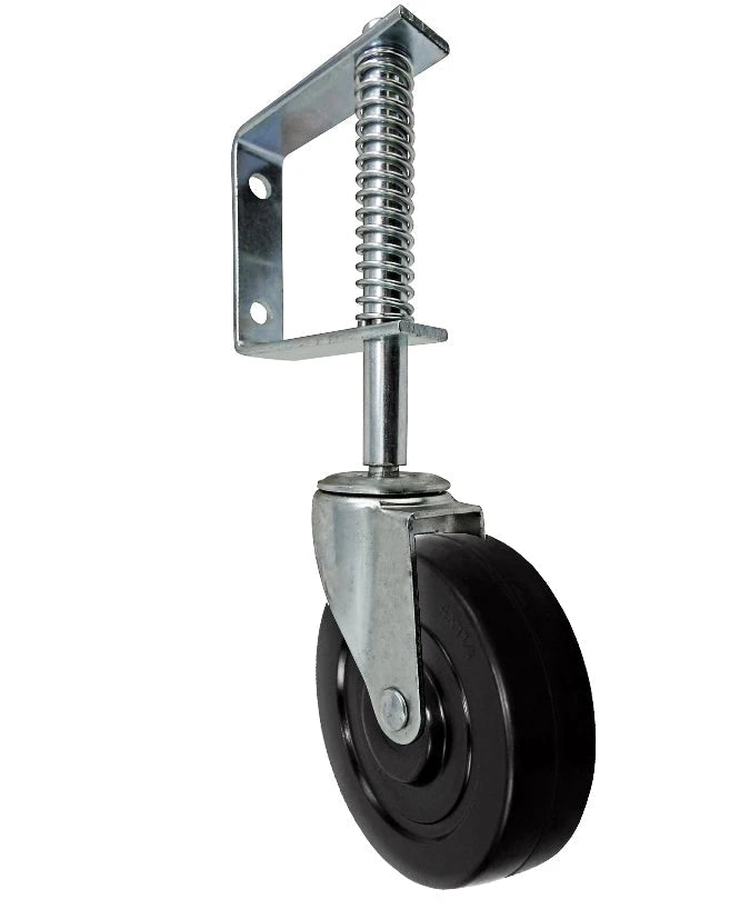 Spring Loaded Gate Caster | 140 lb Capacity | 4" Hard Rubber Wheel CasterHQ