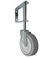 Spring Loaded Gate Caster | 140 lb Capacity | 4" Gray Thermo Rubber Wheel CasterHQ
