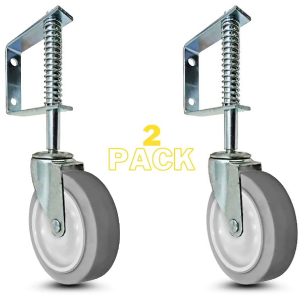 3 in. Spring Loaded Gate Caster | Gray Thermo Rubber Wheels | 110 lb Capacity (2-Pack) CasterHQ