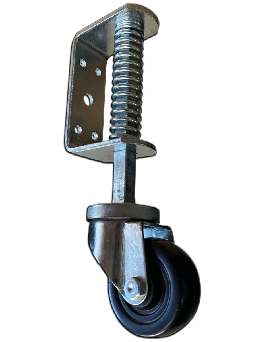 Spring Loaded Gate Caster | 300 lb Capacity | 3" Hard Rubber Wheel CasterHQ