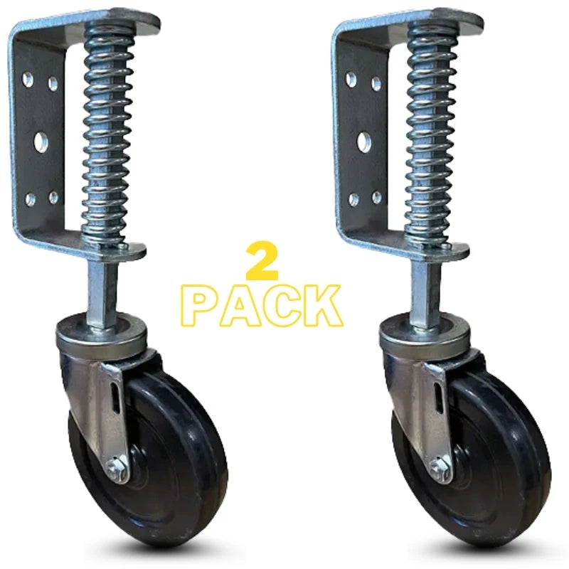 4 in. Spring Loaded Gate Caster | 350 lbs Capacity | Hard Rubber Wheel (2-Pack) CasterHQ