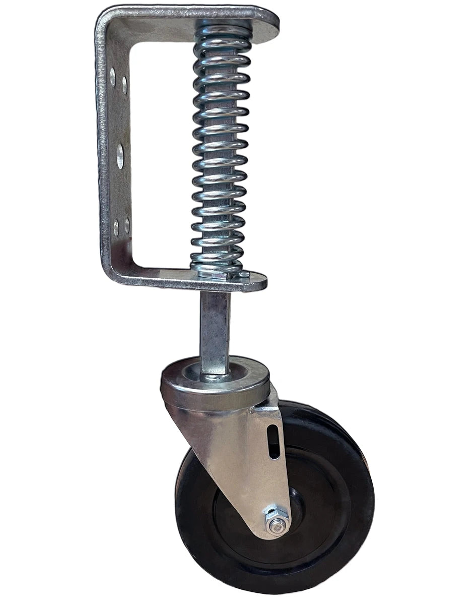 4 Inch Spring Loaded Gate Caster - 350 lbs Capacity | Hard Rubber Wheel Heavy Duty CasterHQ