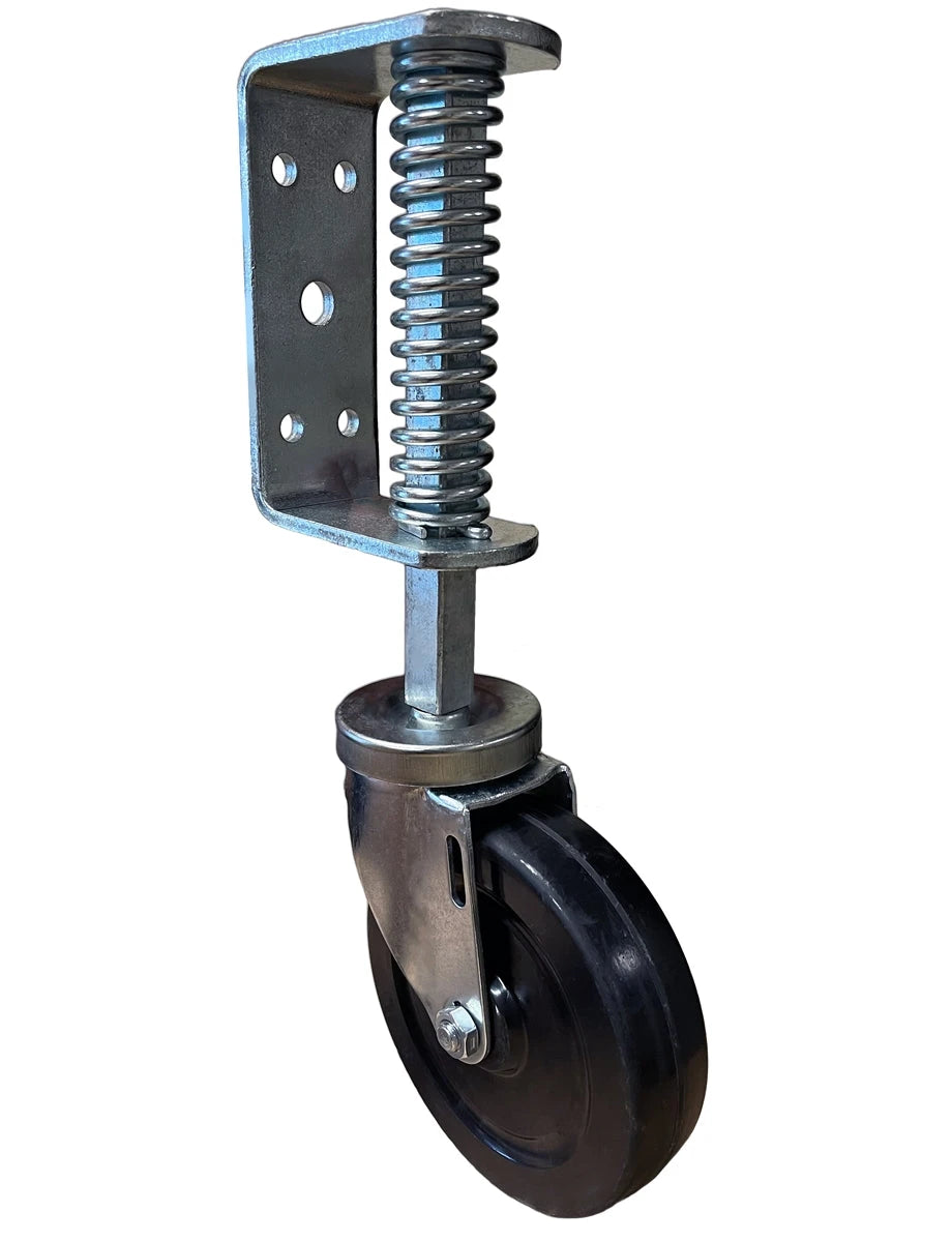 4 Inch Spring Loaded Gate Caster - 350 lbs Capacity | Hard Rubber Wheel Heavy Duty CasterHQ