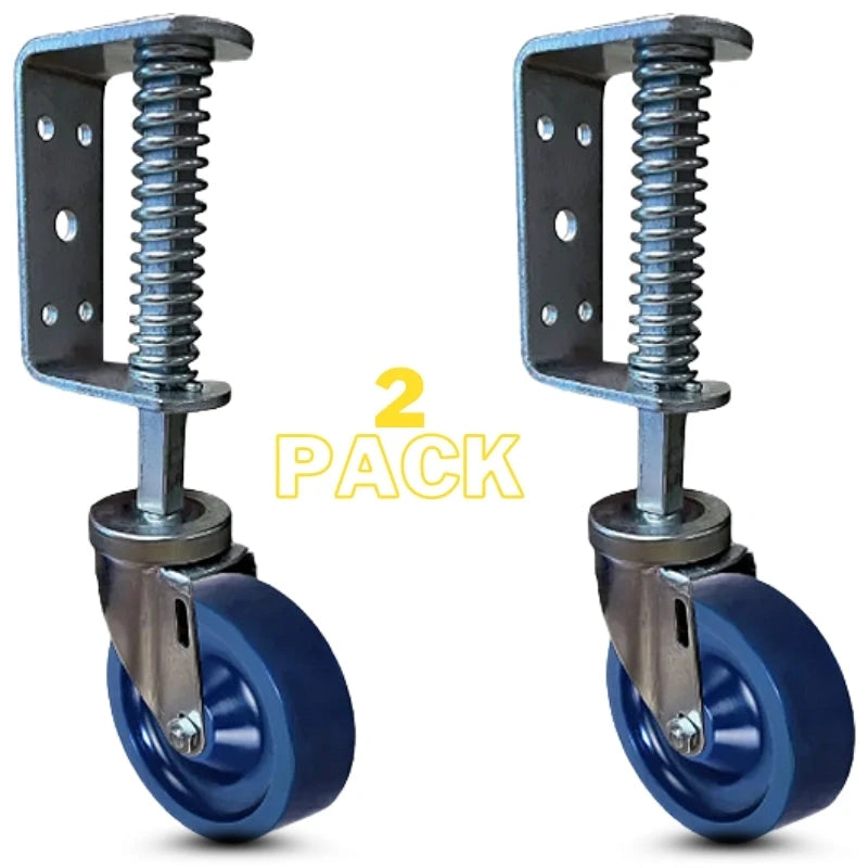 4 in. Spring Loaded Gate Caster | 350 lbs Capacity | Solid Poly Wheel - (2-Pack) CasterHQ