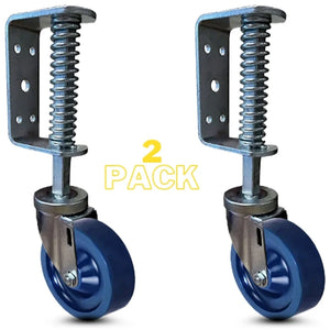 4" Spring Loaded Caster – 350 lb Solid Poly Wheel 2-Pack