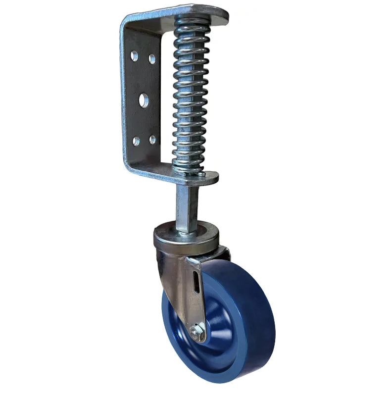 Spring Loaded Gate Caster | 350 lbs Capacity | 5" Solid Poly Wheel CasterHQ