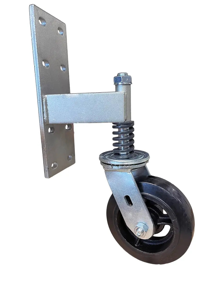 6 Inch Spring Loaded Gate Caster - 550 lbs Capacity | Heavy Duty Rubber on Cast Iron Wheel -  | CasterHQ