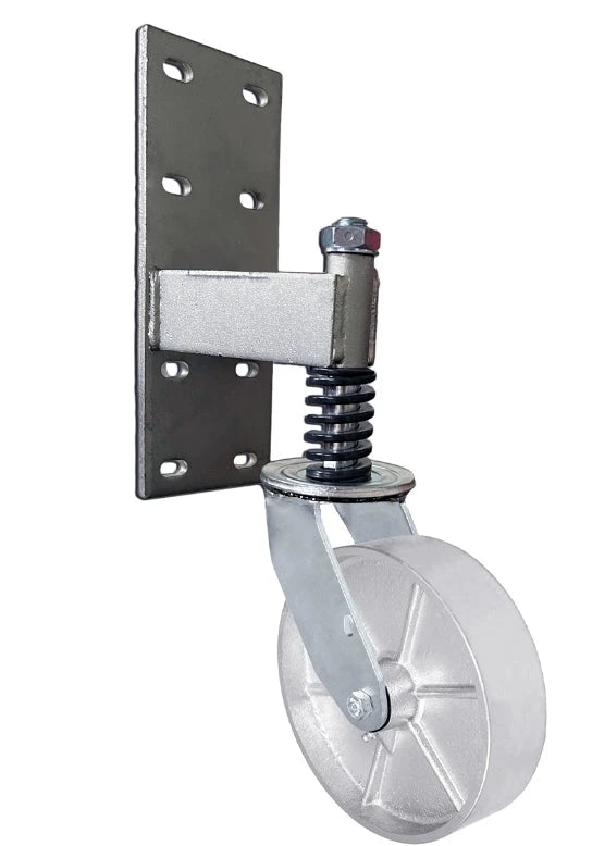 Heavy Duty Spring Loaded Gate Caster | 700 lbs Capacity | 8" Gray Iron Semi-Steel Wheel CasterHQ