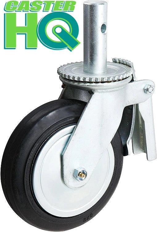 6" x 2" Scaffold Caster with Brake - Mold-On-Rubber Wheel - Metal Thread Guards Included - 410 lbs Capacity Per Caster CasterHQ