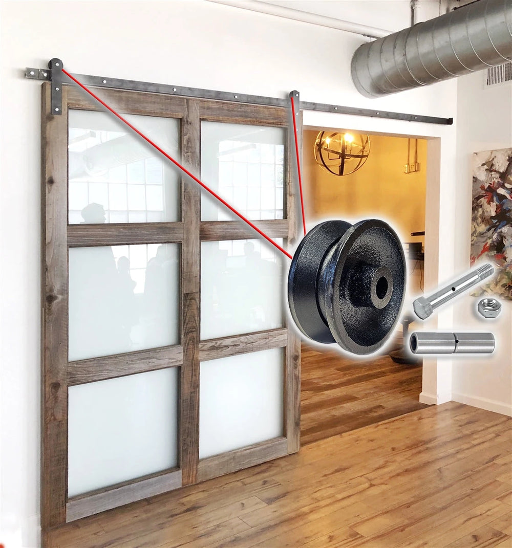 3" X 1-1/4" BARN DOOR V-GROOVE CAST IRON WHEEL KIT | 350 LBS CAPACITY CasterHQ