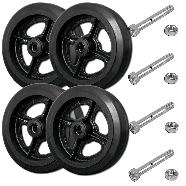 Drywall Cart & Sheet Rock Dolly Wheel Set of 4 | Rubber on Iron | 2,400 lbs Capacity per set of 4 | Made in the USA CasterHQ