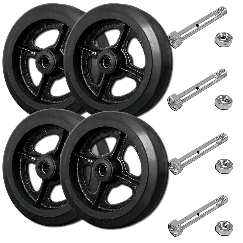 Drywall Cart & Sheet Rock Dolly Wheel Set of 4 | Rubber on Iron | 2,400 lbs Capacity per set of 4 | Made in the USA CasterHQ